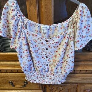 Monteau Floral Blouse - Cream and Red